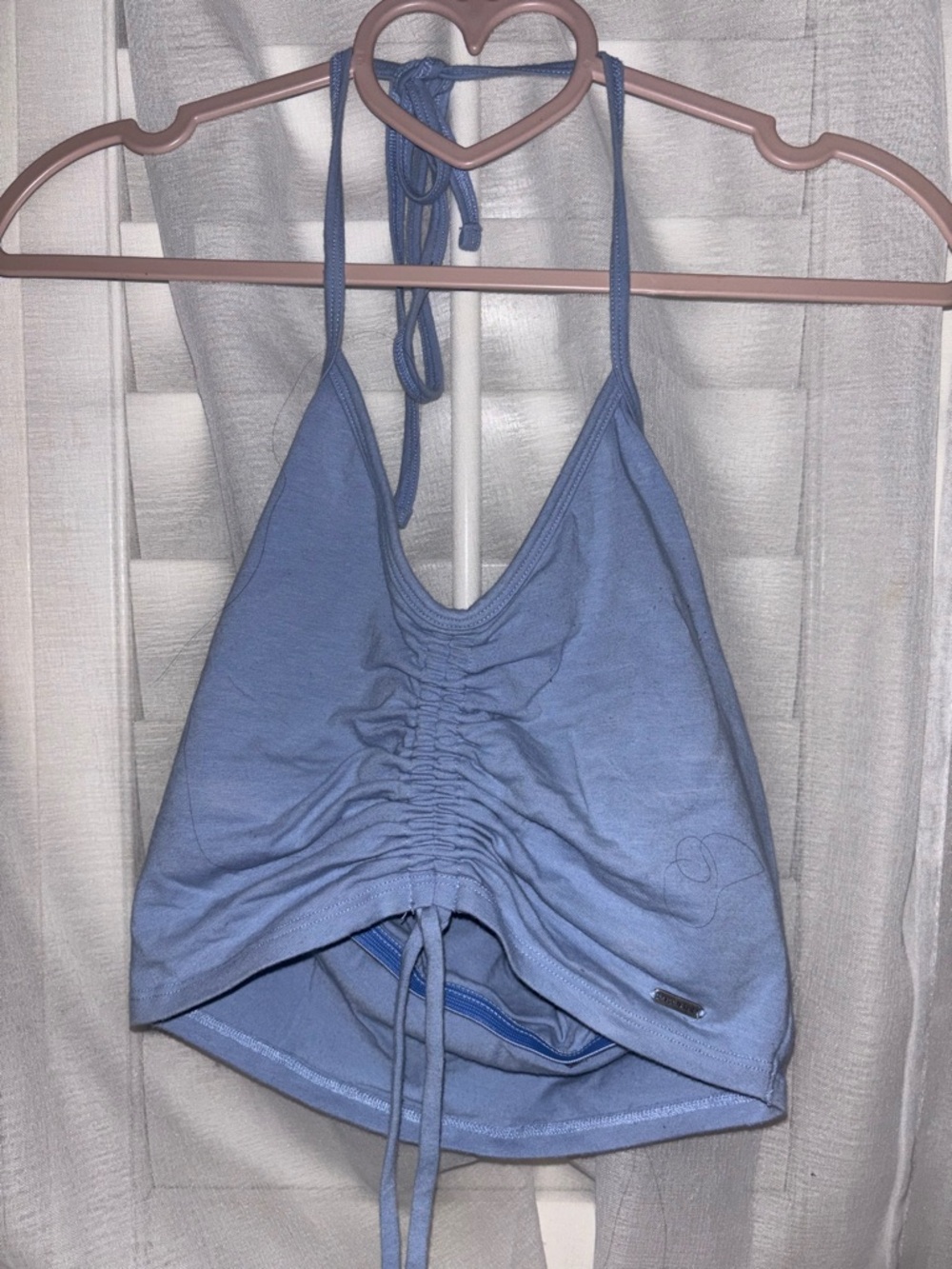 Hollister Dusty Blue Ruched Halter Tank